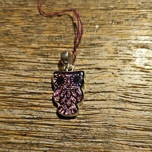 New Sterling Silver Dhicoric Glass Owl Pendant